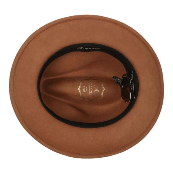 MEN'S MONTIQUE 2" SNAP BRIM CRUSHABLE 100% WOOL FELT FEDORA HAT. H10 SADDLE. - Picture 4 of 6